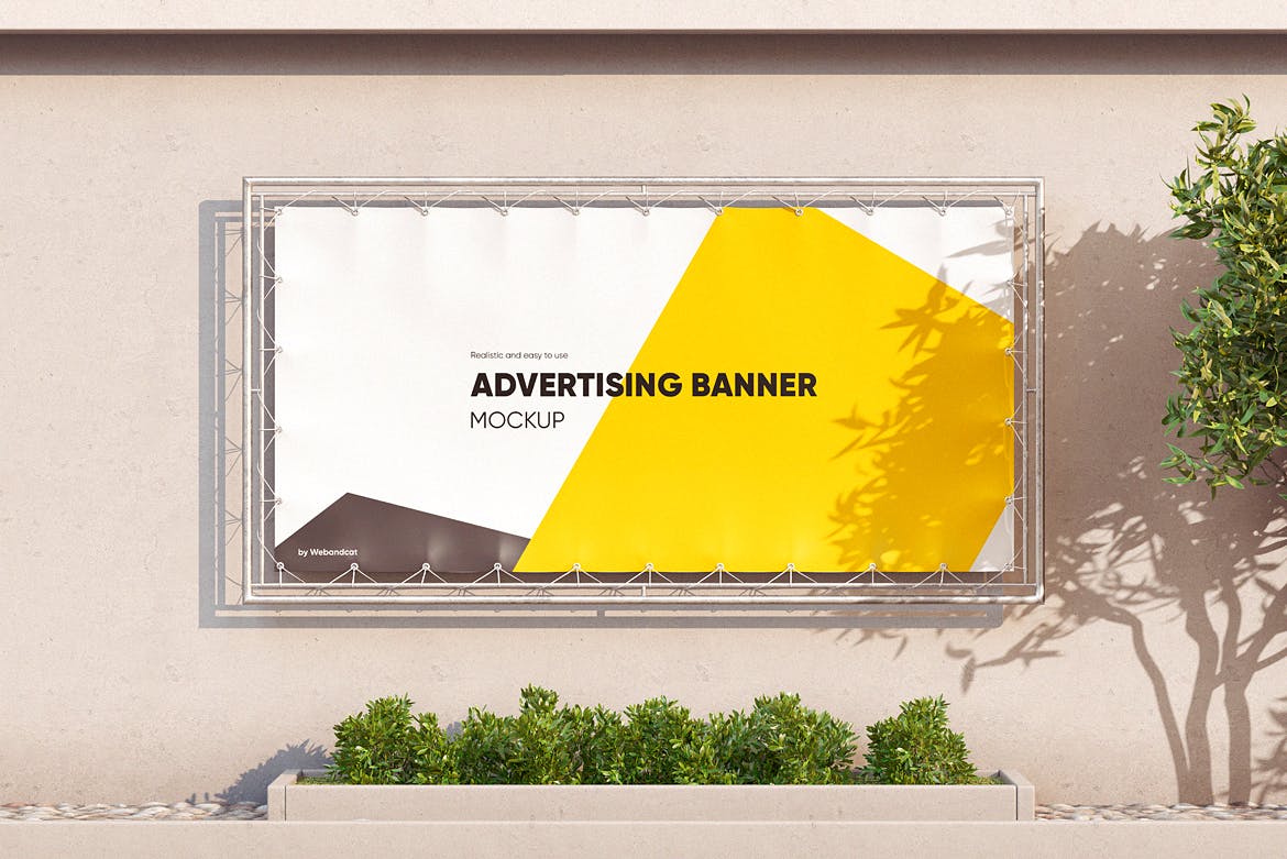 铁架广告Banner横幅样机图psd模板 Advertising Banner Mockup