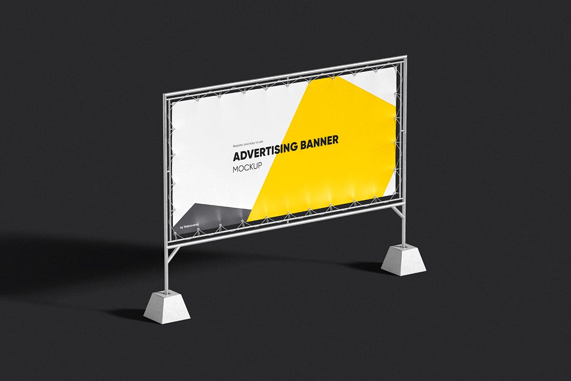 铁架广告Banner横幅样机图psd模板 Advertising Banner Mockup