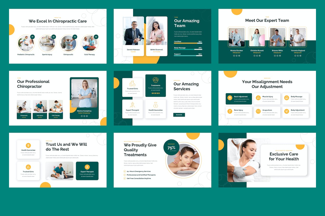 脊椎按摩疗法和物理疗法PPT幻灯片设计模板 PHYSIOTIC &#8211; Chiropractic Powerpoint Template