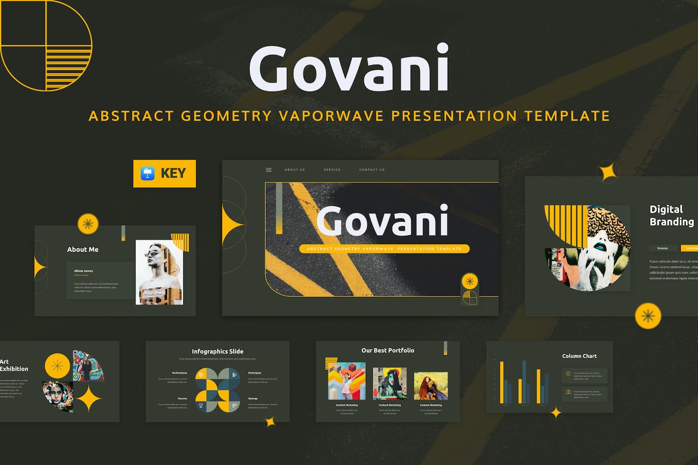 抽象几何Keynote幻灯片设计模板 Govani &#8211; Abstract Geometry Keynote Template