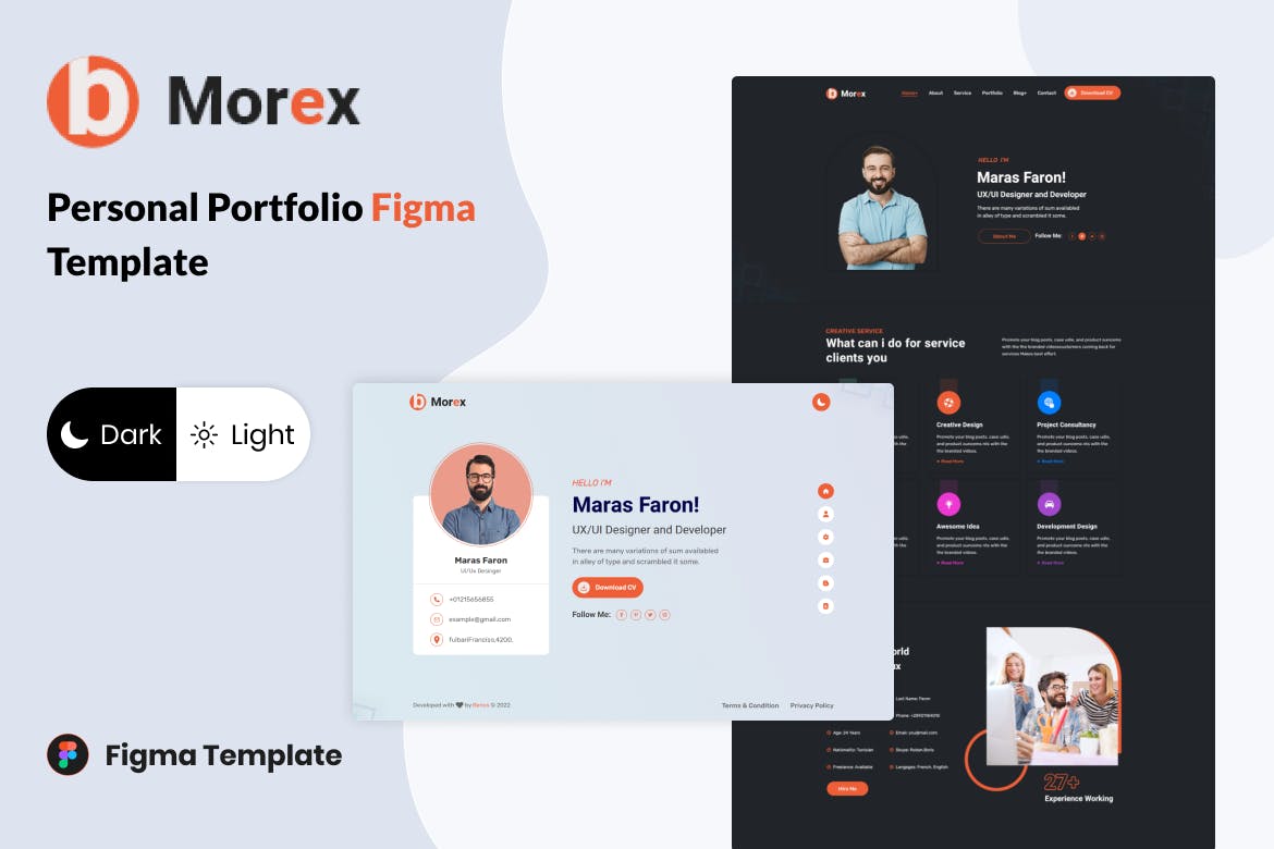 个人作品集网站Figma模板 Morex &#8211; Personal Portfolio Figma Template