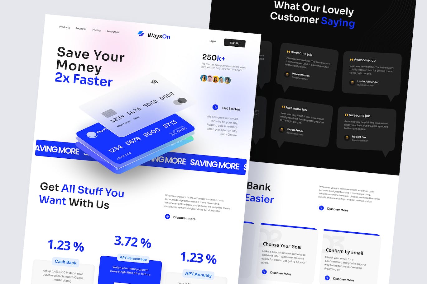 银行业务网站着陆页模板 WaysOn &#8211; Bank Landing Page Template