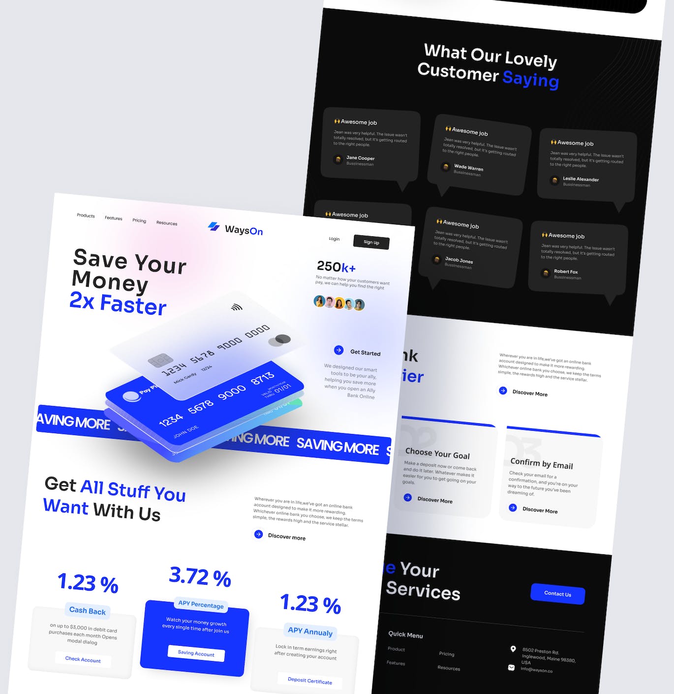 银行业务网站着陆页模板 WaysOn &#8211; Bank Landing Page Template