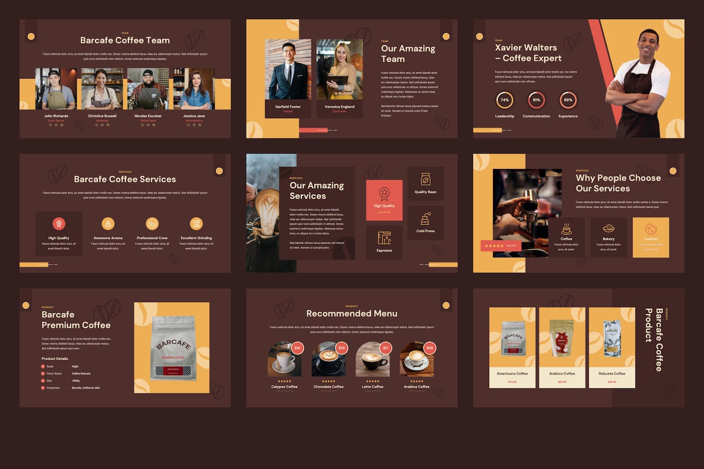 咖啡店和咖啡师Keynote幻灯片演示文稿模板 BARCAFE &#8211; COFFEE SHOP &amp; BARISTA Keynote Template