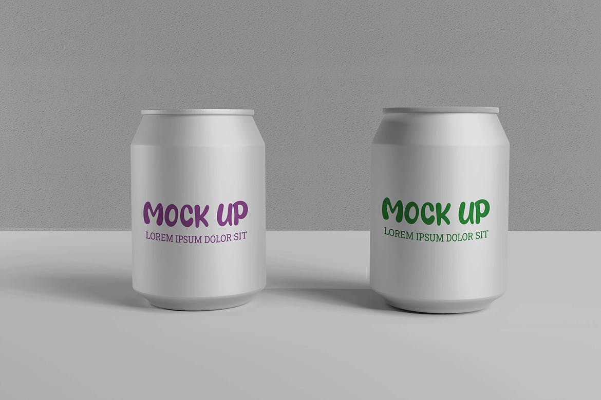 苏打水饮料罐样机图psd模板 Soda Can Mockups