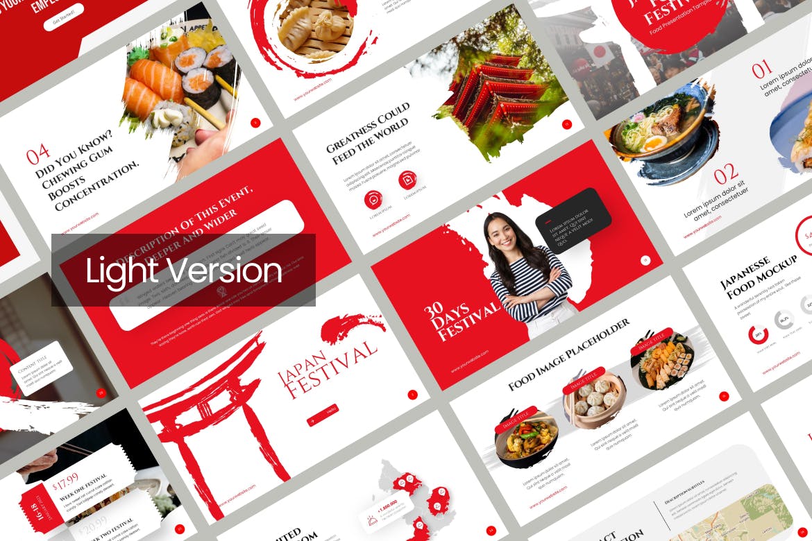 日本美食节演示PPT模板  Japanese Food Festival PowerPoint Template