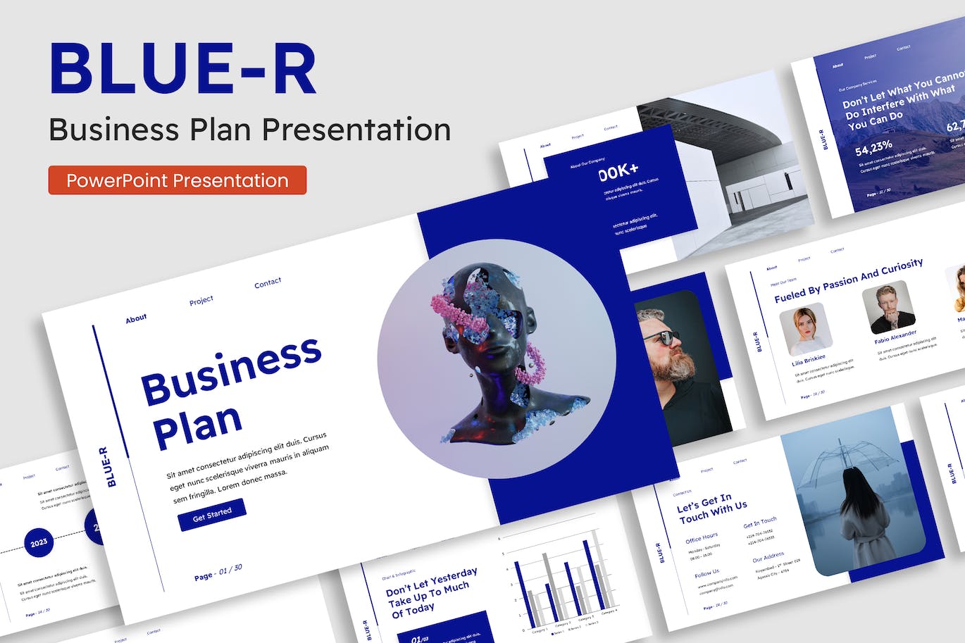 创意业务PPT演示文稿 BLUE-R &#8211; Creative Business Presentation Template