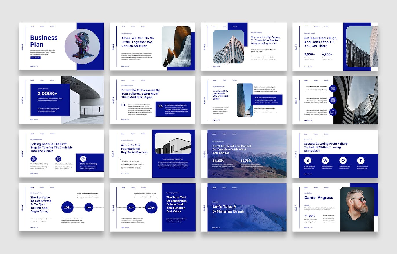 创意业务PPT演示文稿 BLUE-R &#8211; Creative Business Presentation Template