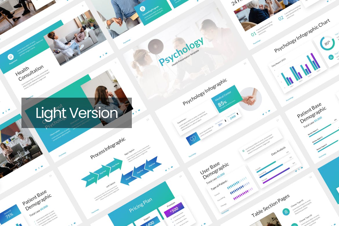 心理健康PPT创意模板  Psychology Health PowerPoint Template