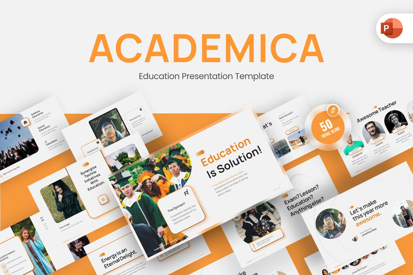 学术教育培训PPT幻灯片模板下载 Academica Education PowerPoint Template