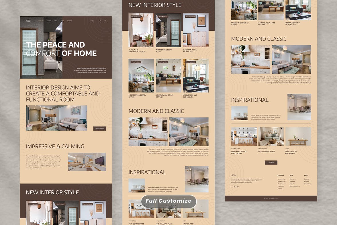 室内设计网站着陆页设计模板 Interior Design Landing Page &#8211; Chessa