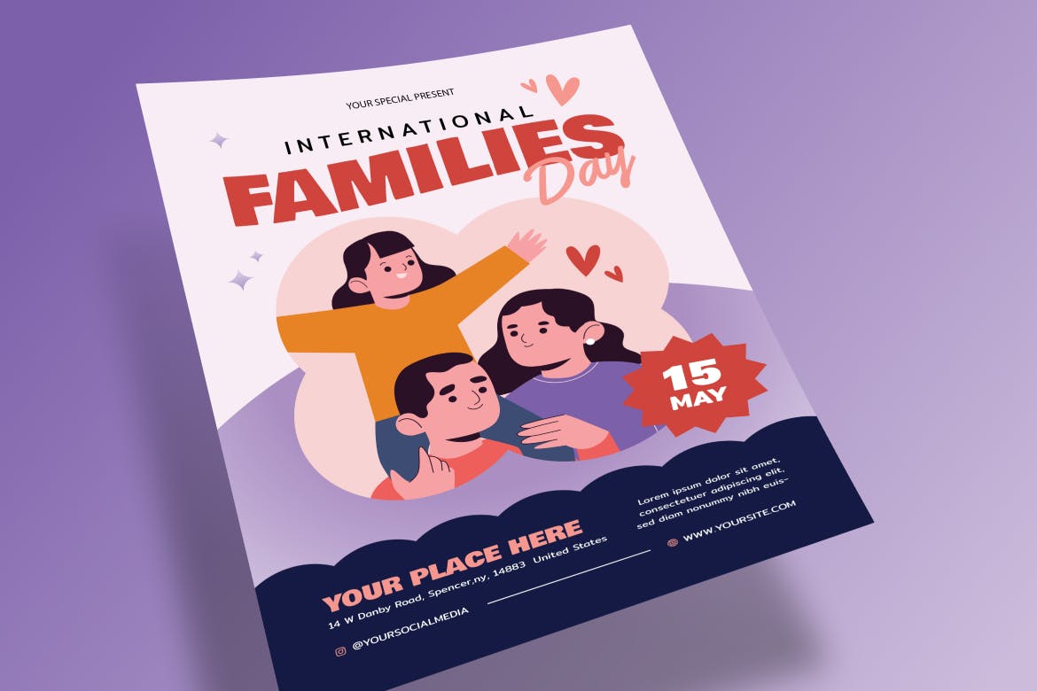 国际家庭日传单设计模板 International Family Day Flyer AI &amp; EPS Template