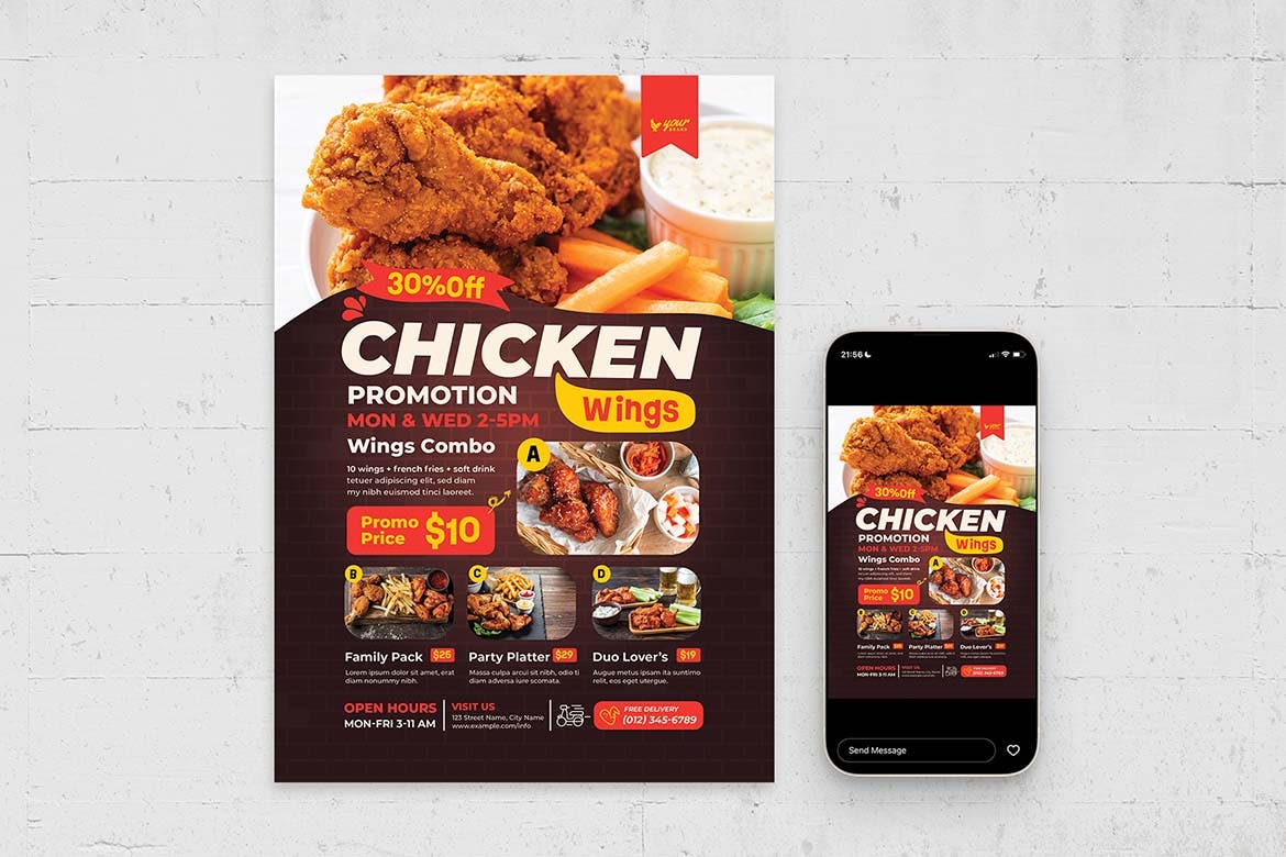 食品优惠海报素材 Food Offer Flyer Template