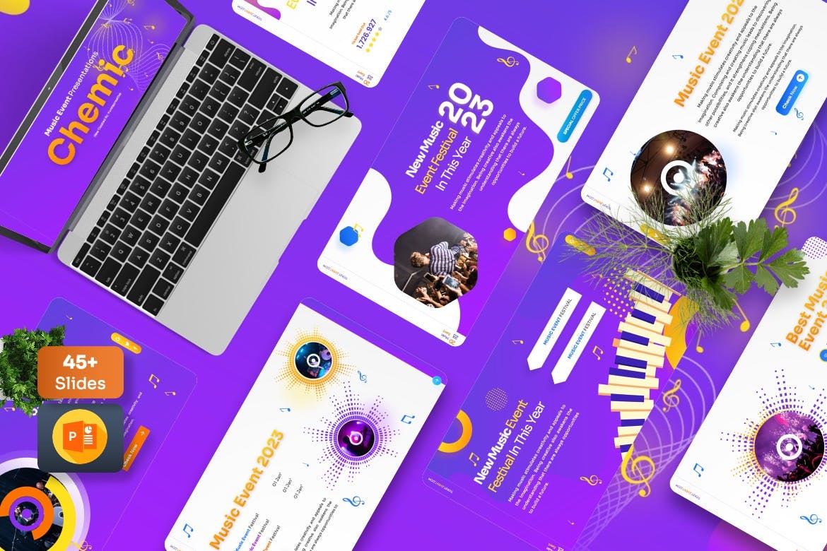 现场音乐活动PPT设计模板 Chemic &#8211; Music Event Powerpoint Template