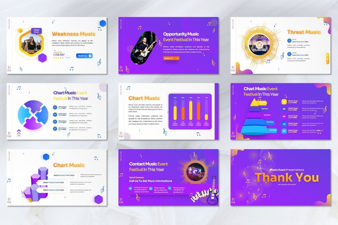 现场音乐活动PPT设计模板 Chemic &#8211; Music Event Powerpoint Template