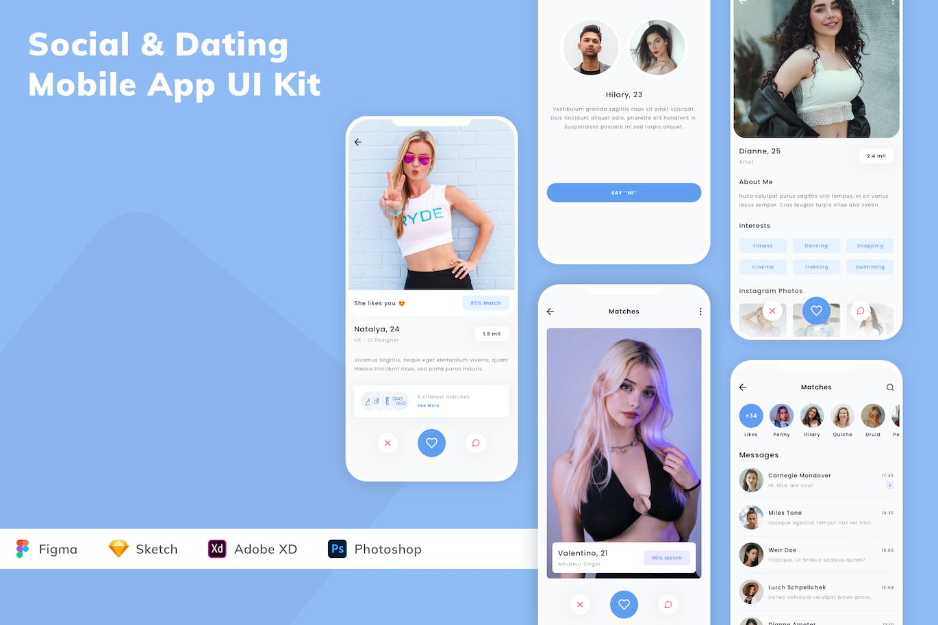 社交和约会移动应用UI套件 Social &amp; Dating Mobile App UI Kit