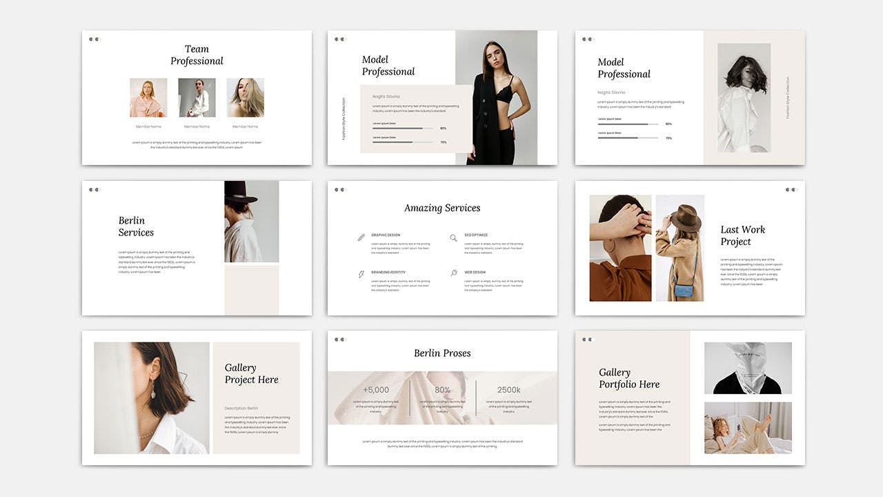 服装品牌时尚ppt演示文稿 Berlin Powerpoint Template