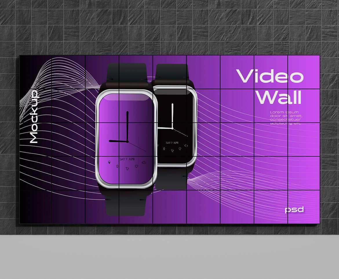 巨屏显示屏幕墙样机 Video Wall Mockup