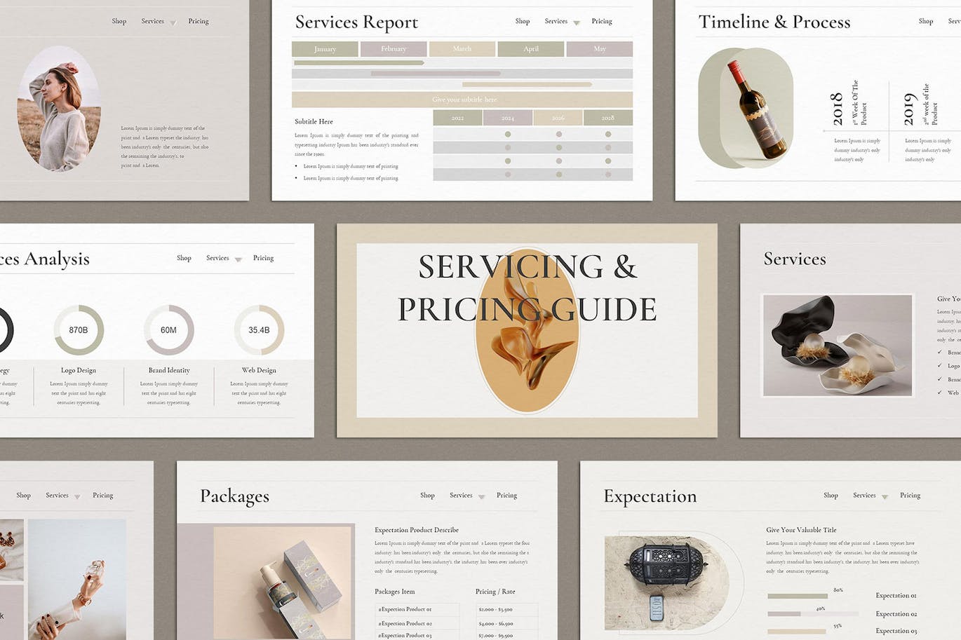 服务和定价指南Google幻灯片设计模板 Servicing &amp; Pricing Guide Google Slides Template