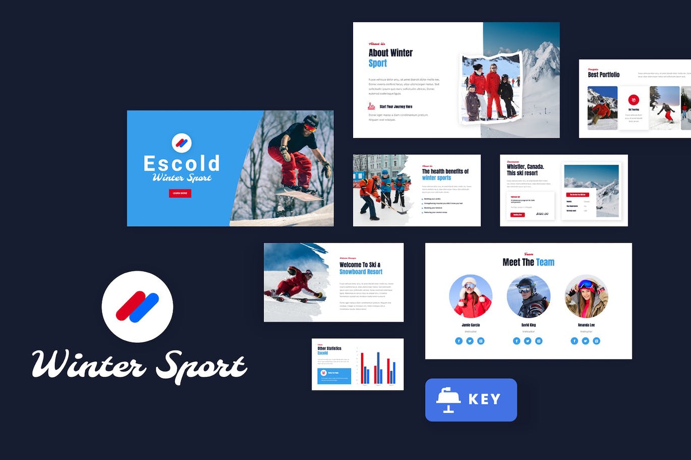 冬季运动主Keynote幻灯片创意模板 Escold &#8211; Winter Sport Keynote Template