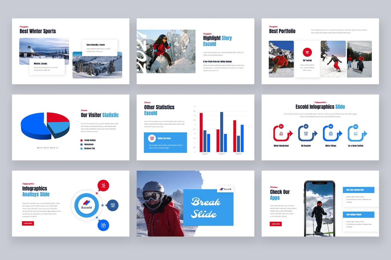 冬季运动主Keynote幻灯片创意模板 Escold &#8211; Winter Sport Keynote Template