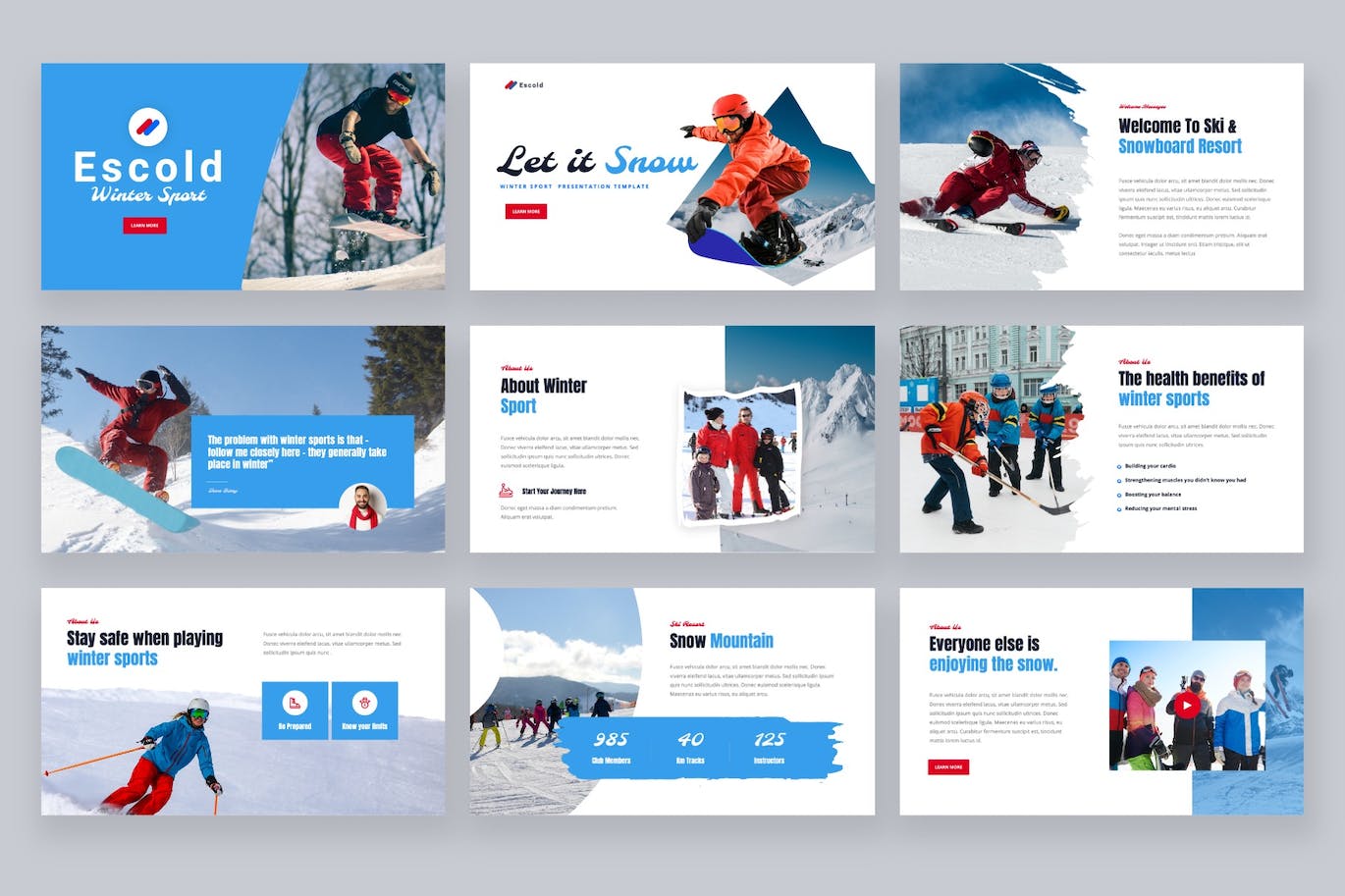 冬季运动主Keynote幻灯片创意模板 Escold &#8211; Winter Sport Keynote Template