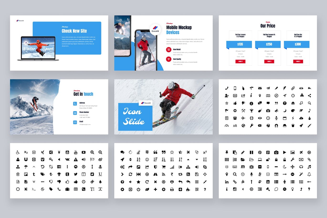 冬季运动主Keynote幻灯片创意模板 Escold &#8211; Winter Sport Keynote Template