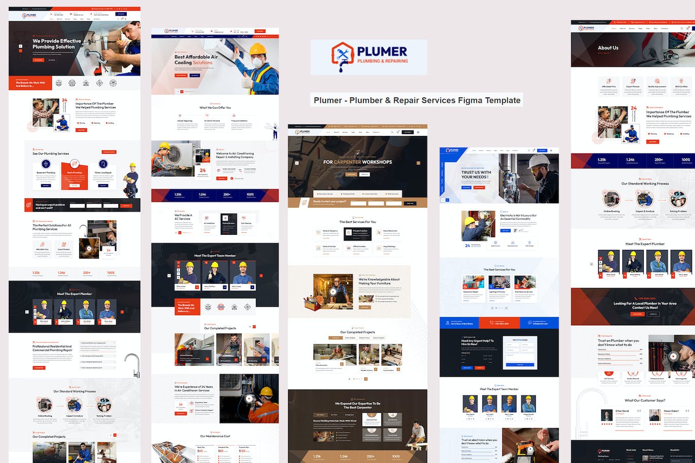 水管工和维修服务网站主页设计Figma模板 Plumer &#8211; Plumber &amp; Repair Services Figma Template