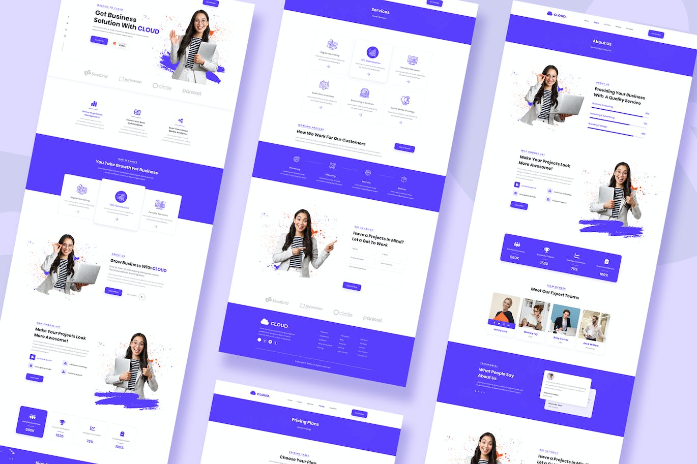 云服务数字营销机构网站设计PSD模板 Cloud &#8211; Digital Marketing Agency PSD Template