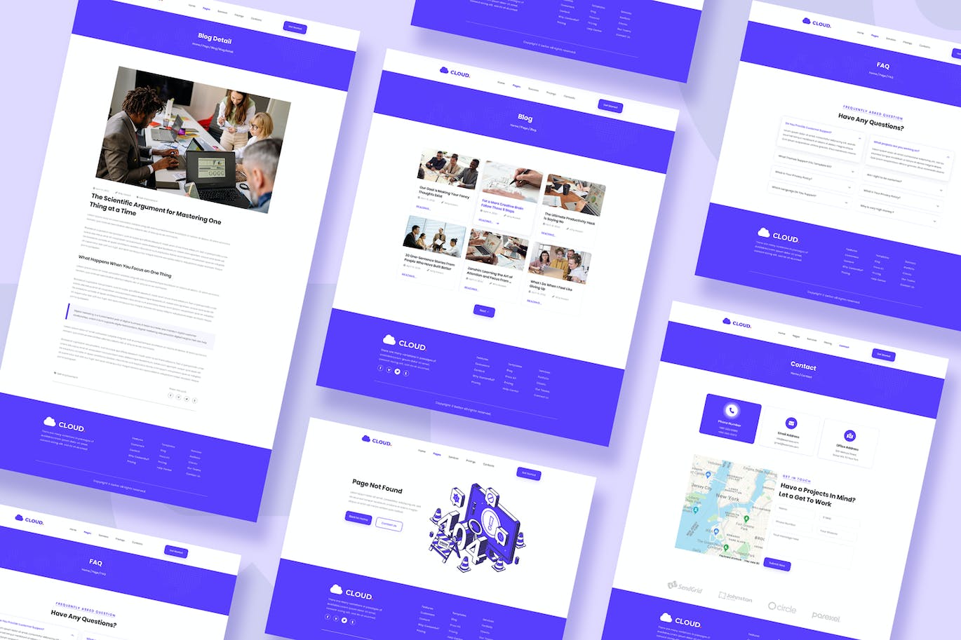 云服务数字营销机构网站设计PSD模板 Cloud &#8211; Digital Marketing Agency PSD Template