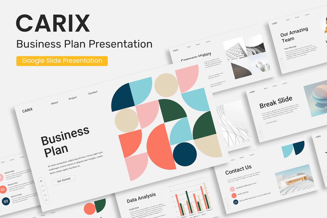 创意商业作品集谷歌幻灯片模板下载 CARIX &#8211; Creative Business Presentation Template