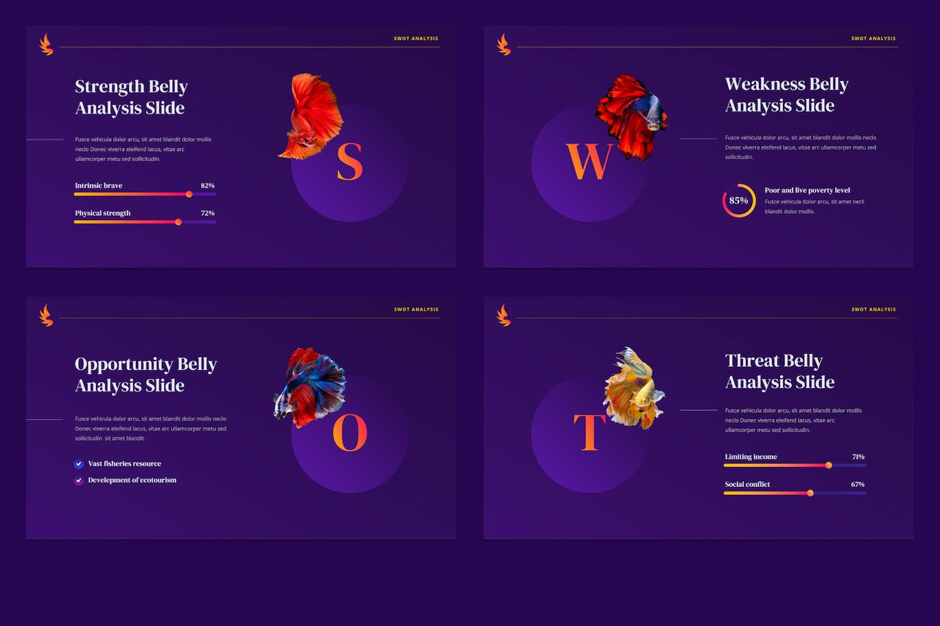 斗鱼鱼类展示PPT演示幻灯片模板 Belly &#8211; Betta Fish Powerpoint Template