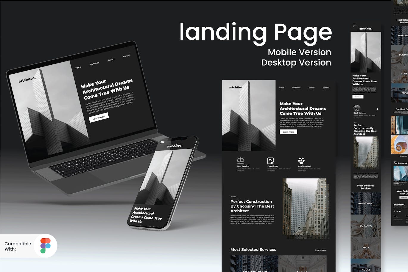 架构建筑网站着陆页模板 Arcitecture Landing Page