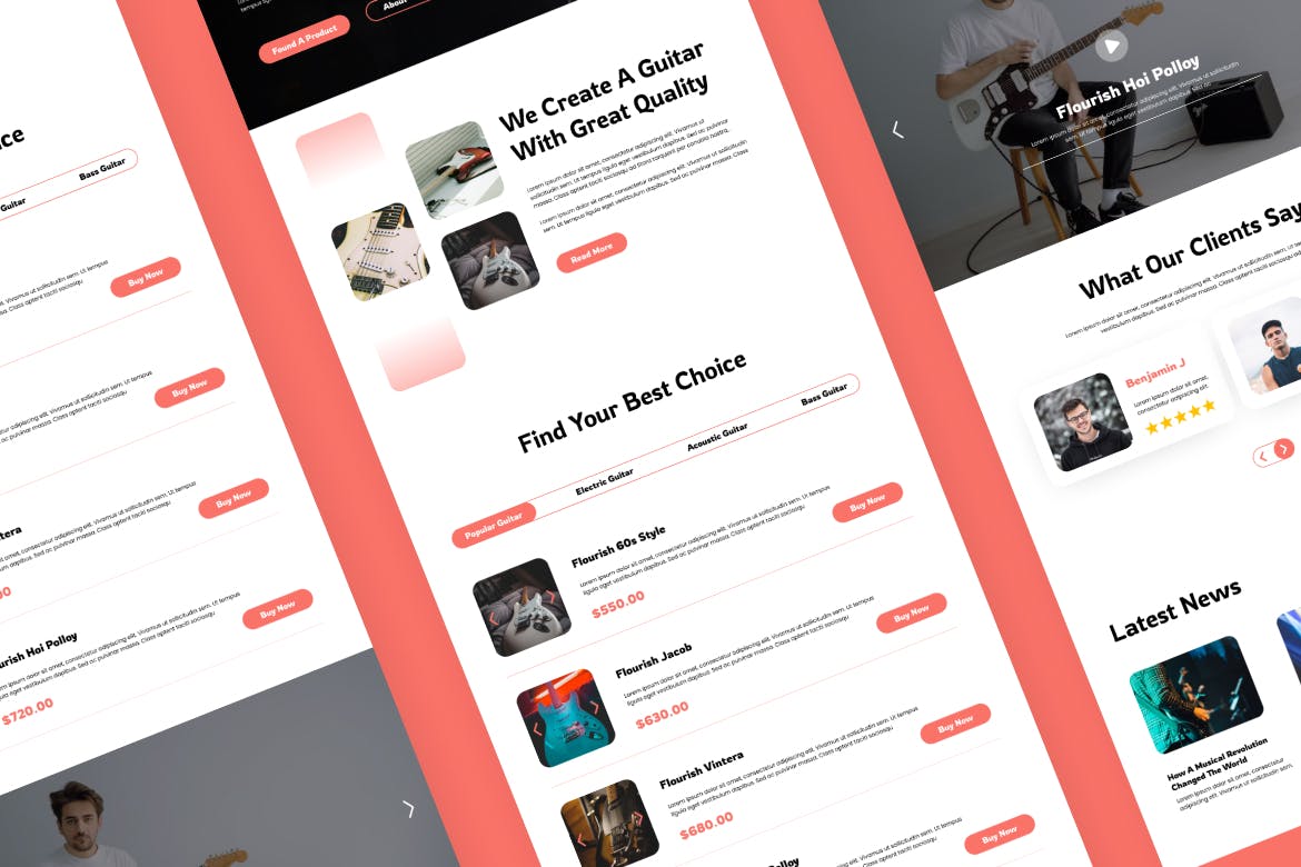 音乐产品网站着陆页设计Figma模板 Flourish &#8211; Music Product Landing Page Figma