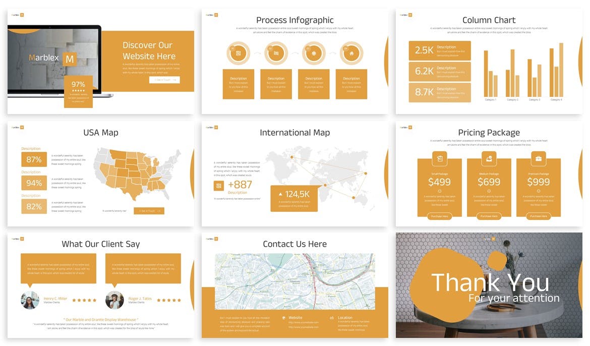 瓷砖大理石主题Powerpoint幻灯片模板  Marblex &#8211; Tiles Powerpoint Template