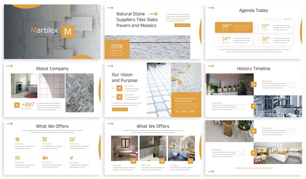 瓷砖大理石主题Powerpoint幻灯片模板  Marblex &#8211; Tiles Powerpoint Template