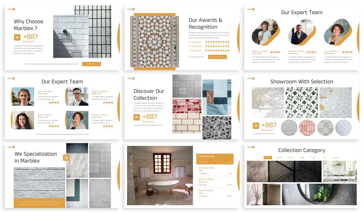 瓷砖大理石主题Powerpoint幻灯片模板  Marblex &#8211; Tiles Powerpoint Template