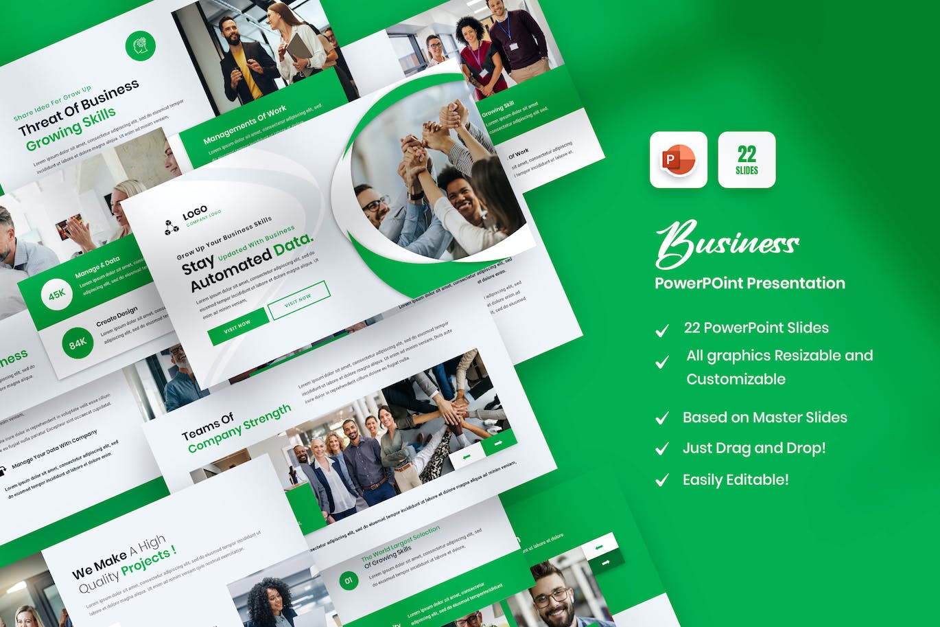 公司业务团队PPT幻灯片模板素材 Poley Business PowerPoint Presentation Template