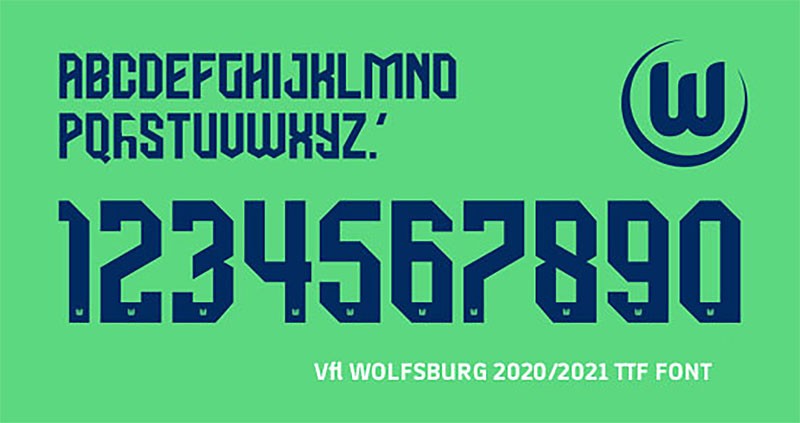 沃尔夫斯堡 2021-2022 球衣字体下载 - 字体下载 -