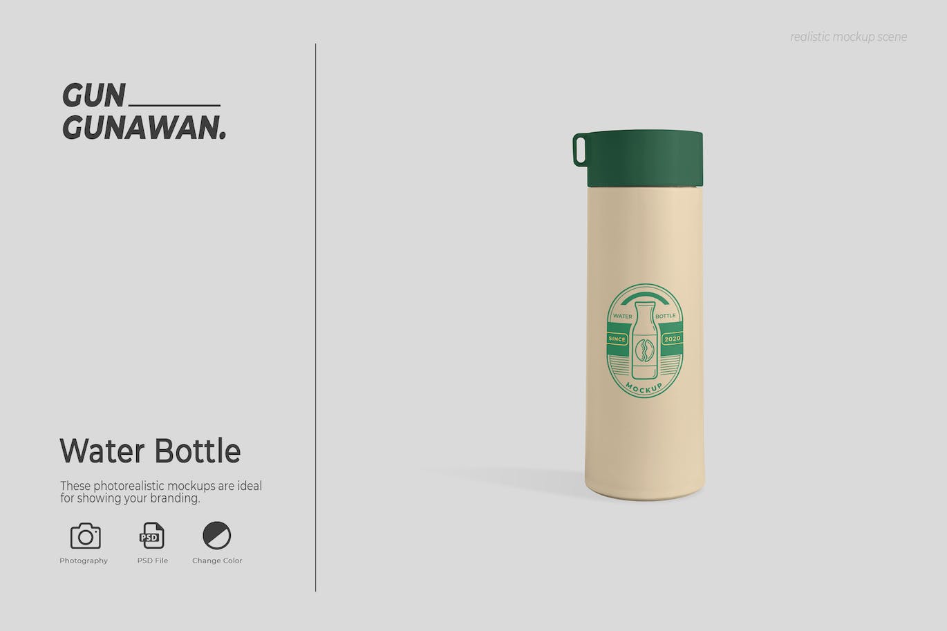 个性定制水瓶样机模板 Water Bottle Mockup