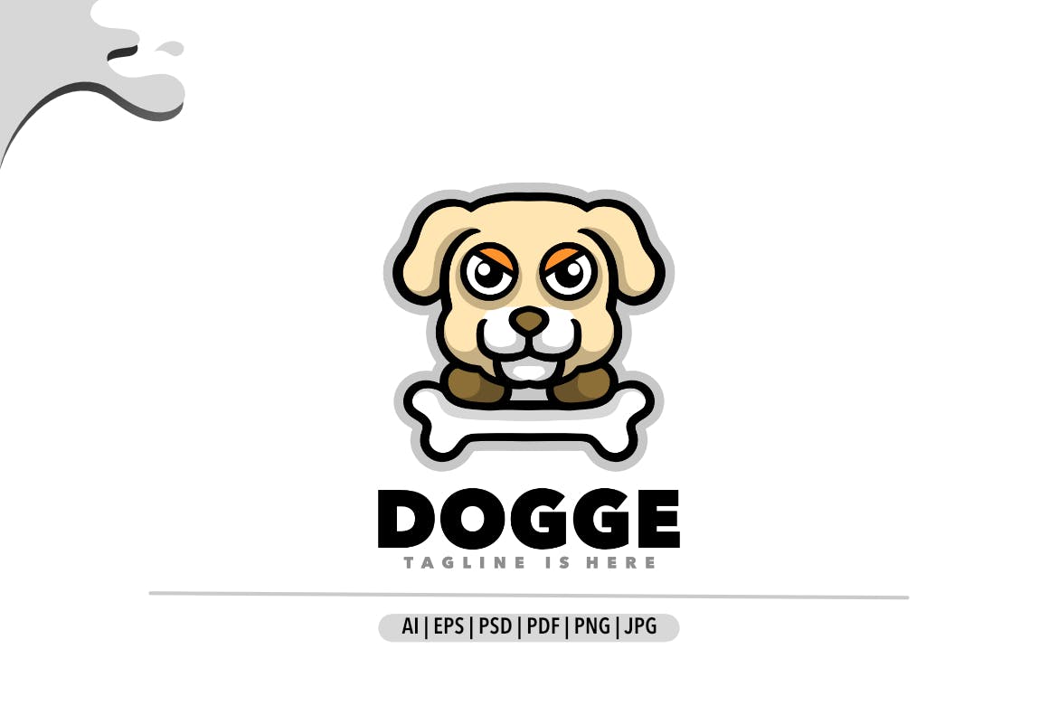 狗和骨头标志Logo设计模板 Dog and Bone Logo