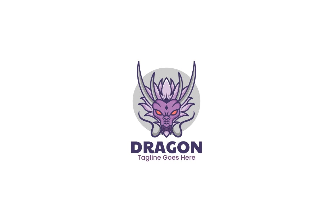 龙头卡通吉祥物Logo标志模板 Dragon Simple Mascot Logo