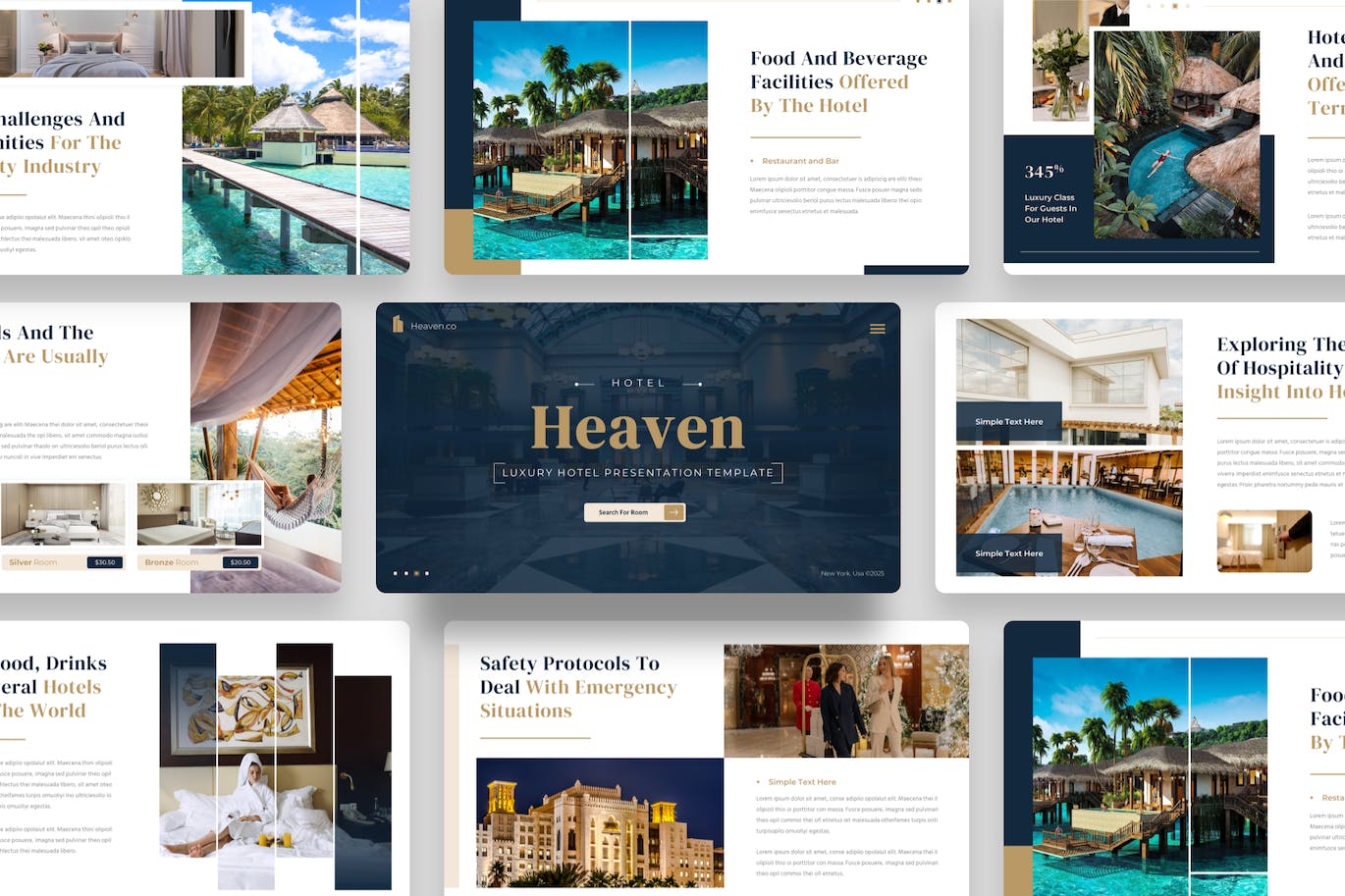 豪华酒店精彩体验Powerpoint幻灯片模板 Heaven &#8211; Luxury Hotel PowerPoint Template