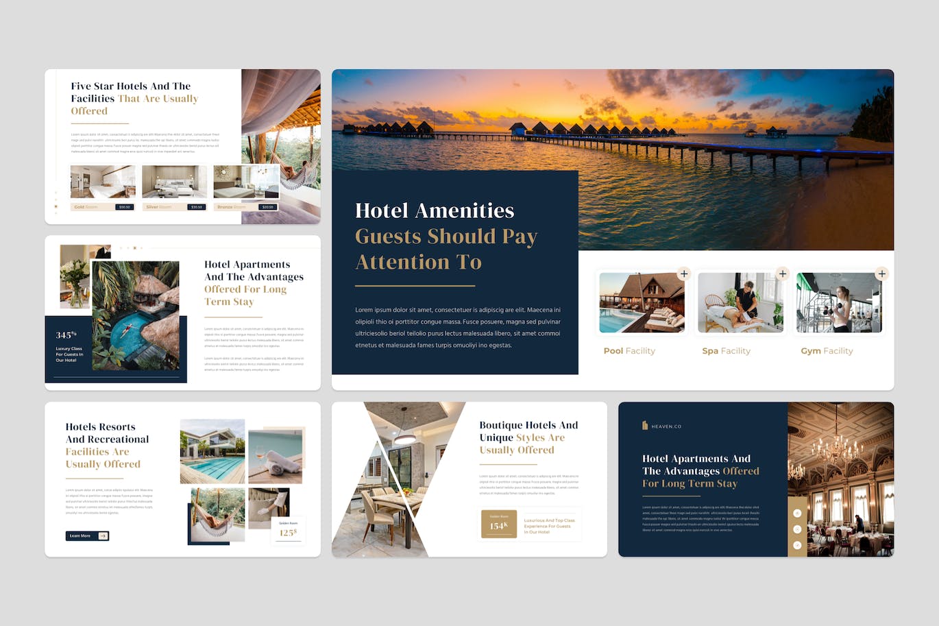 豪华酒店精彩体验Powerpoint幻灯片模板 Heaven &#8211; Luxury Hotel PowerPoint Template