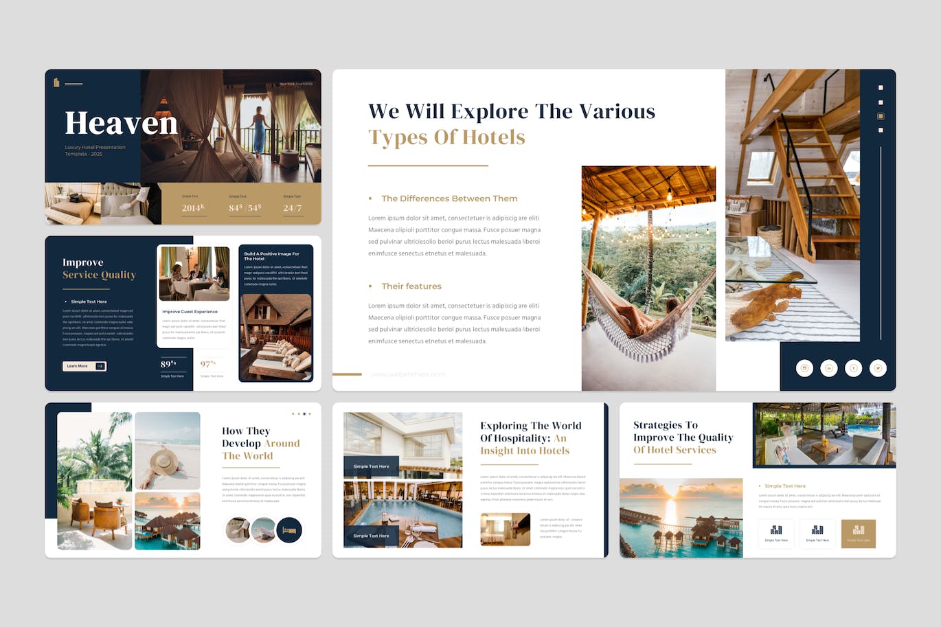 豪华酒店精彩体验Powerpoint幻灯片模板 Heaven &#8211; Luxury Hotel PowerPoint Template