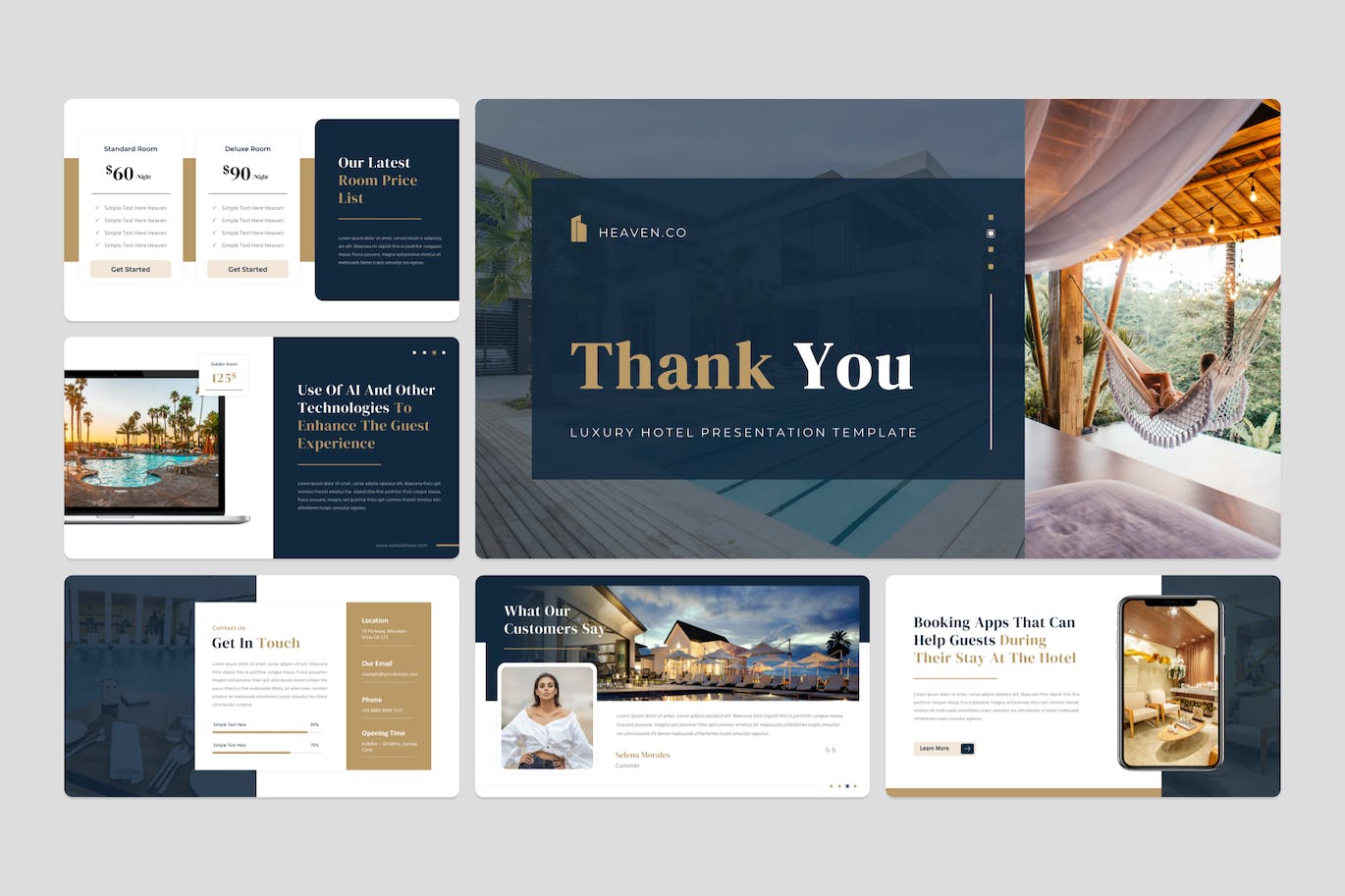 豪华酒店精彩体验Powerpoint幻灯片模板 Heaven &#8211; Luxury Hotel PowerPoint Template