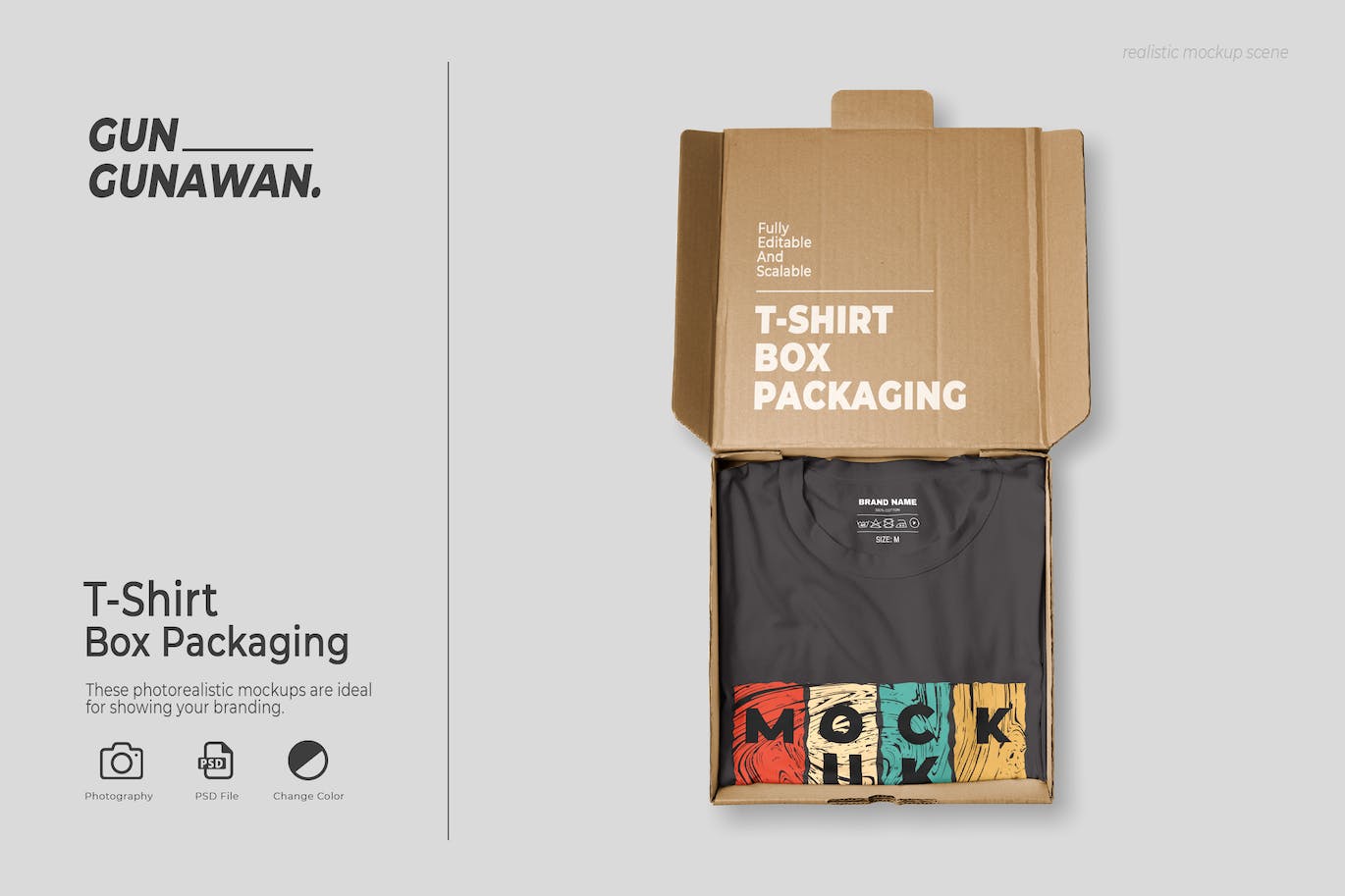 纸盒折叠定制T恤样机 T-Shirt Box Packaging Mockup