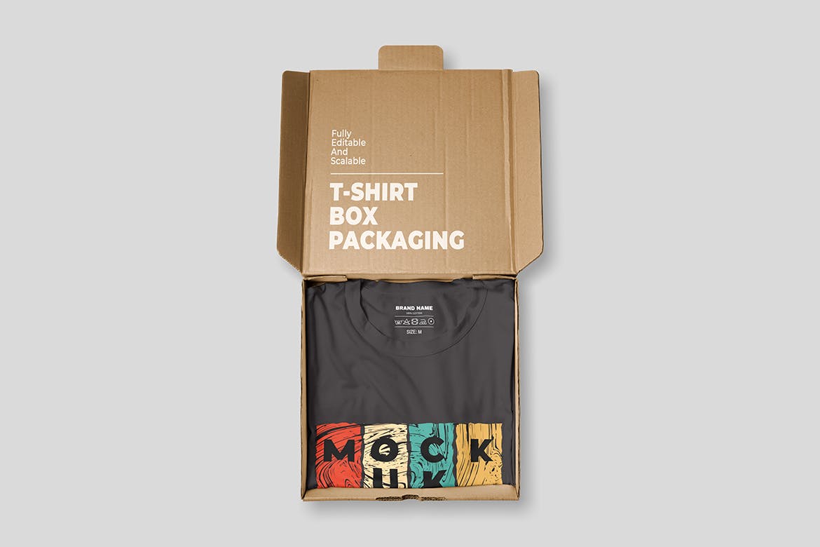 纸盒折叠定制T恤样机 T-Shirt Box Packaging Mockup