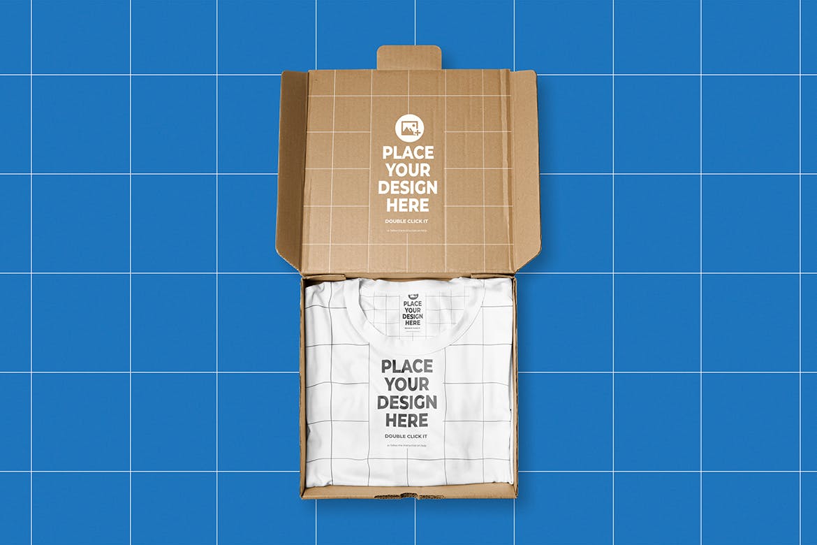 纸盒折叠定制T恤样机 T-Shirt Box Packaging Mockup