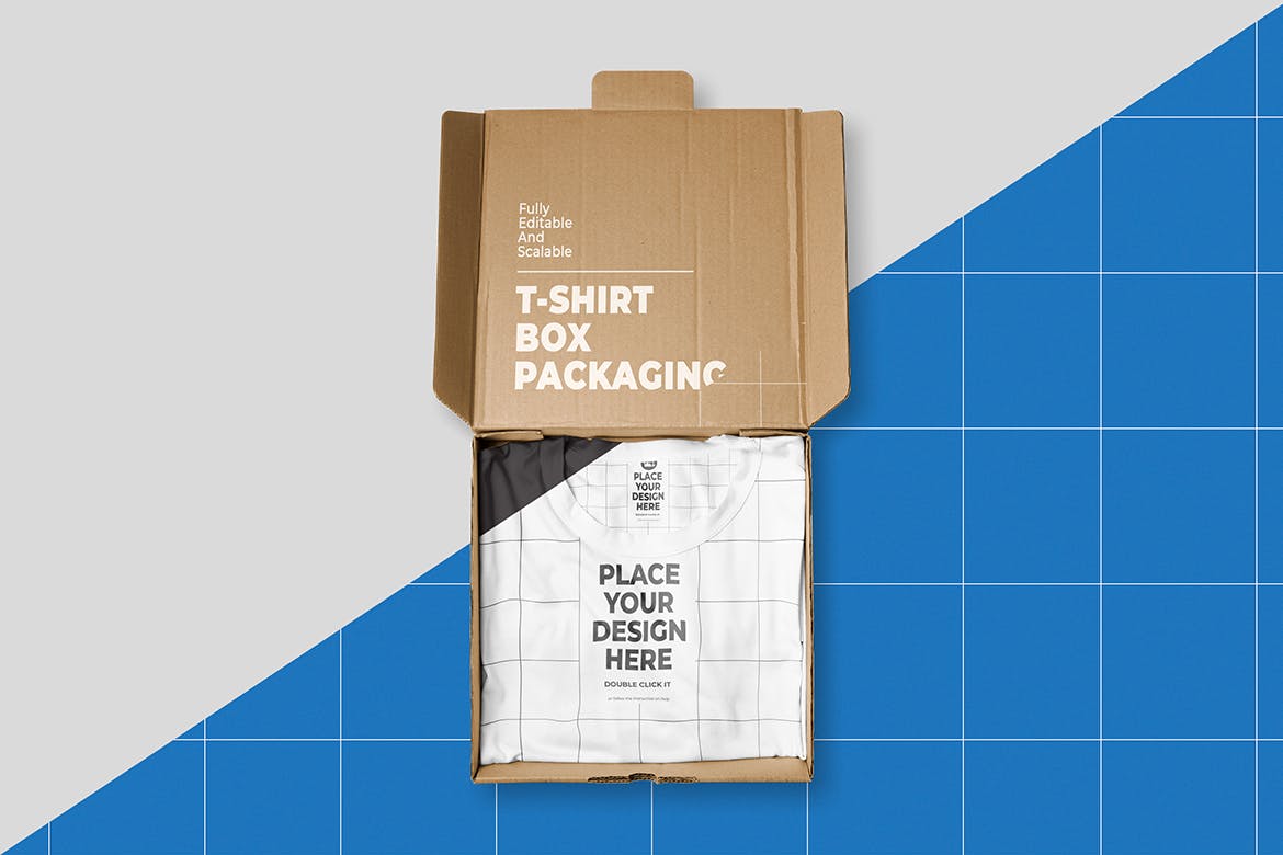 纸盒折叠定制T恤样机 T-Shirt Box Packaging Mockup